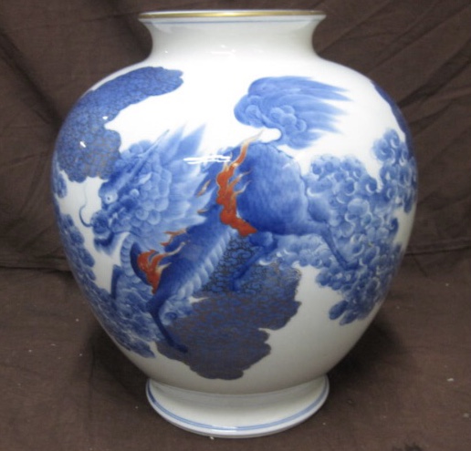 香蘭社 花瓶 端雲麒麟図 花器 壺