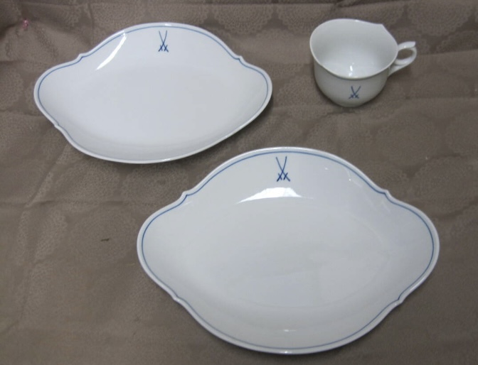 Meissen マイセン 双剣マーク マグカップ オーバル ホワイト プレート 皿 ディナープレート